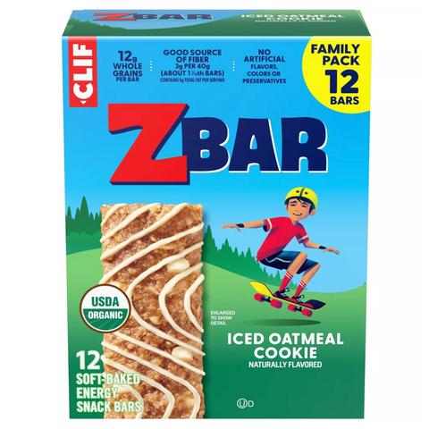 Zbar Iced Oatmeal Cookie Granola Bar Organic, 15.24oz, 12 Count
