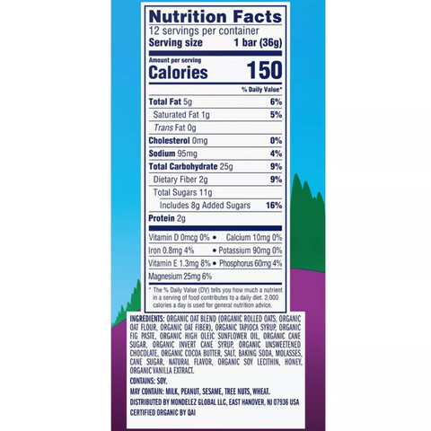 Zbar Chocolate Chip Granola Bar Organic, 15.24oz, 12 Count