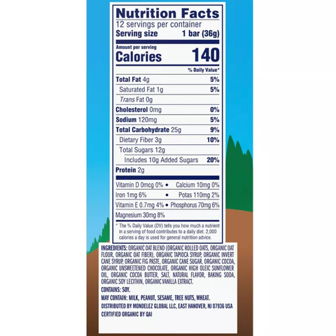 Zbar Chocolate Brownie Granola Bar Organic, 15.24oz, 12 Count