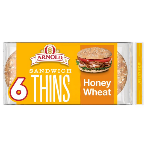 Arnold Honey Wheat Sandwich Thins, 6 Rolls