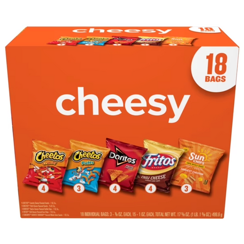 Frito Lay Variety Pack, Cheesy Mix, 18 Ct