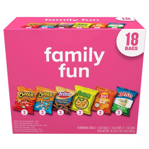 Frito Lay Variety Pack, Family Fun Mix, 18 Ct