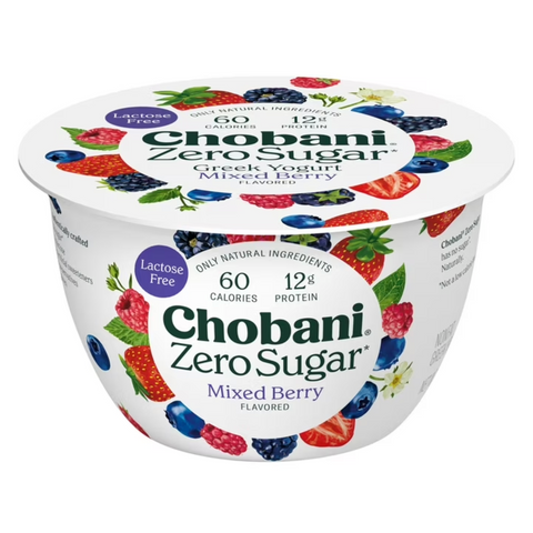 Chobani Zero Sugar Non-Fat Greek Yogurt Mixed Berry, 5.3 oz