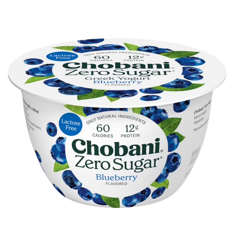 Chobani Zero Sugar Non-Fat Greek Yogurt Blueberry, 5.3 oz