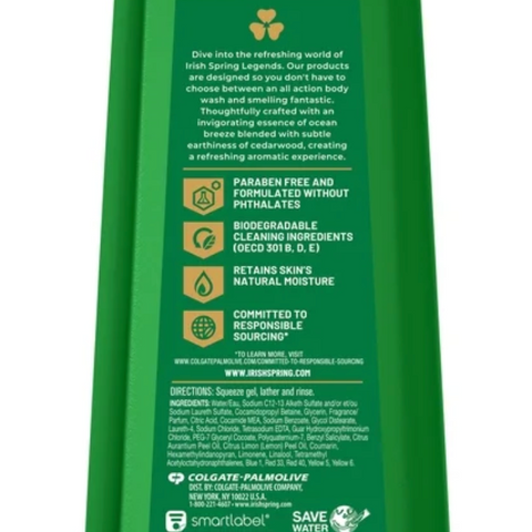 Irish Spring 5 in 1 Moisturizing Body Wash for Men, Sea Salt & Cedarwood Scent, 20 oz