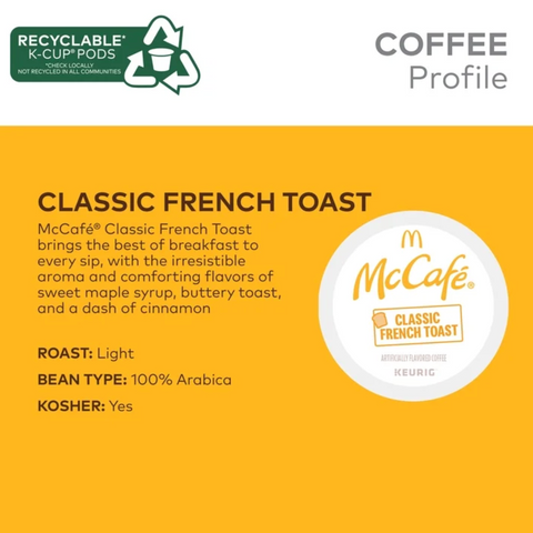 McCafe Classic French Toast Light Roast K-Cup Coffee Pods, 24 Count