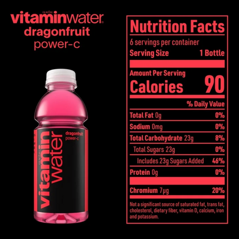 Vitaminwater Power-C, Dragonfruit, 16.9 fl oz, 6 Ct