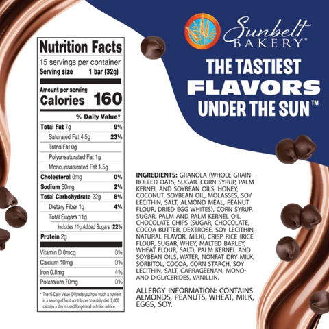 Sunbelt Bakery Chewy Granola Bars, Fudge Dipped Chocolate Chip, 15 Count