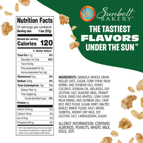Sunbelt Bakery Chewy Granola Bars, Oats & Honey, 15 Count