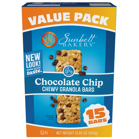 Sunbelt Bakery Chewy Granola Bars, Chocolate Chip, 15 Count