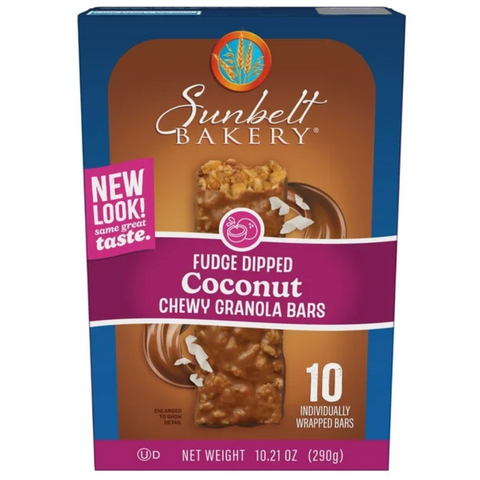Sunbelt Bakery Chewy Granola Bars, Fudge Dipped Coconut, 10 Ct