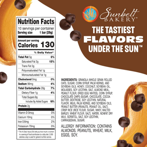 Sunbelt Bakery Peanut Butter Chocolate Chip Granola Bars, 10.21 oz, 10 Count