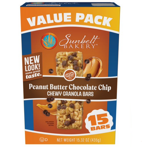 Sunbelt Bakery Peanut Butter Chocolate Chip Chewy Granola Bars, 15 Count