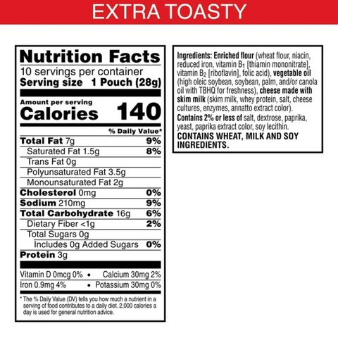 Cheez-It Baked Snack Crackers, Extra Toasty, 12 Count