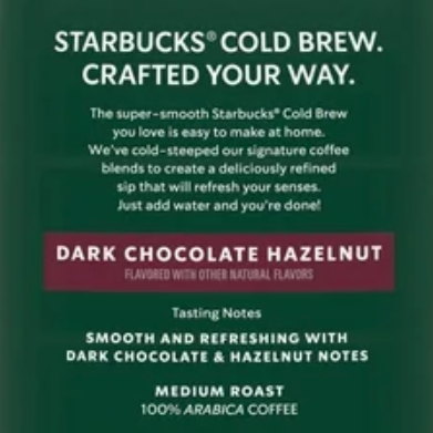 Starbucks Cold Brew Coffee, Dark Chocolate Hazelnut, 32 oz