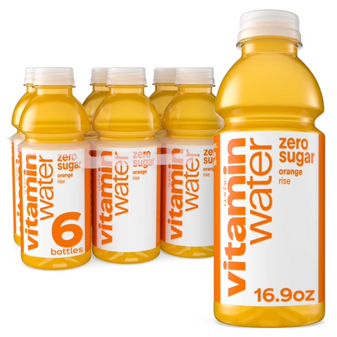 vitaminwater Rise Zero Sugar Orange, 16.9 fl oz, 6 Ct