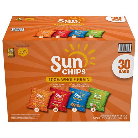 Sun Chips Multigrain Snack Bags Variety Pack 1.5 oz, 30 Count