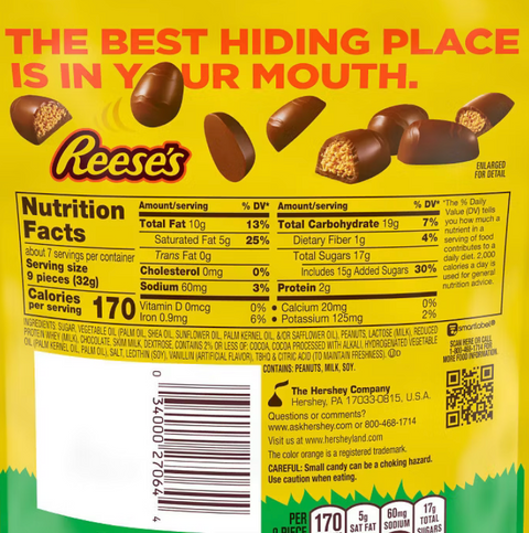 Reese's Milk Chocolate Peanut Butter Crème Mini Eggs Easter Candy, 7.6oz