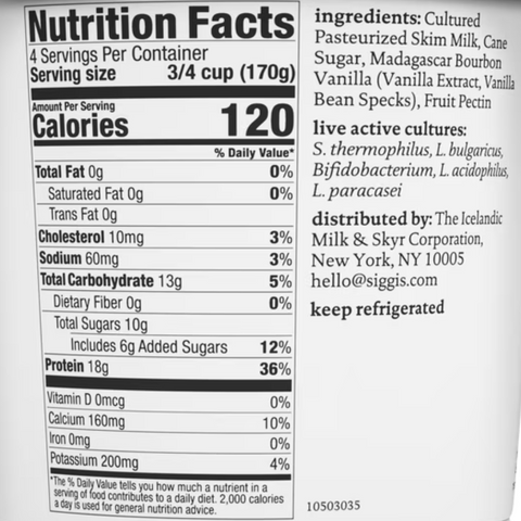 Siggi's Icelandic Skyr Nonfat Yogurt, Vanilla, 24 oz