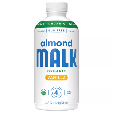 MALK Organics Unsweetened Almond Vanilla Milk, 28 fl oz