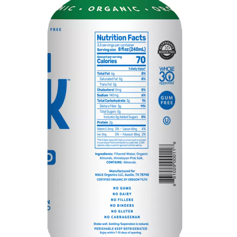 Malk Unsweetened Almond Milk, 28 fl oz