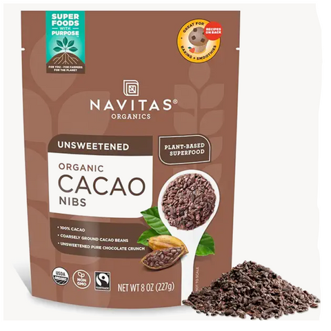 Navitas Organics Cacao Nibs – Unsweetened Dark Chocolate Crunch, 8 oz
