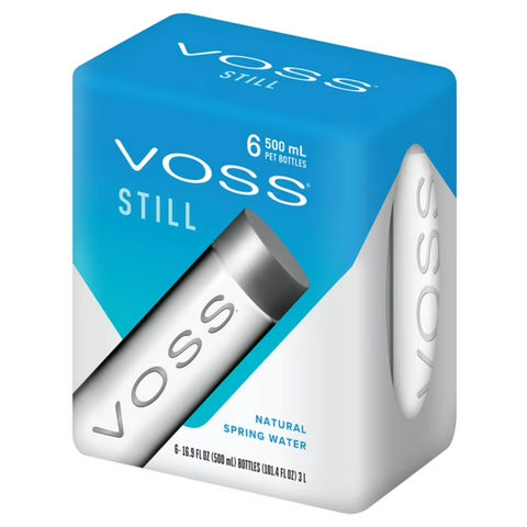 Voss Natural Spring Water, 16.9 oz, 6 Count