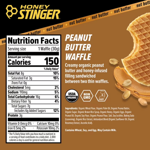 Honey Stinger Organic Peanut Butter Energy Waffle, 6 Count