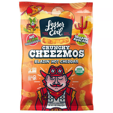 LesserEvil Cheezmos Blazin' Hot Cheddar Chips, 7oz