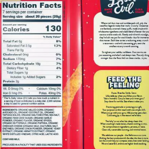 LesserEvil Cheezmos Blazin' Hot Cheddar Chips, 7oz