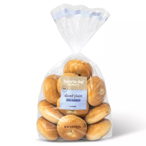 Favorite Day™ Plain Sliced Mini Bagels, 16oz, 12 Count