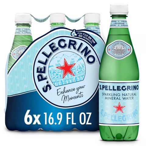 SanPellegrino Mineral Sparkling Water Bottles, 16.9 fl oz, 6 Count