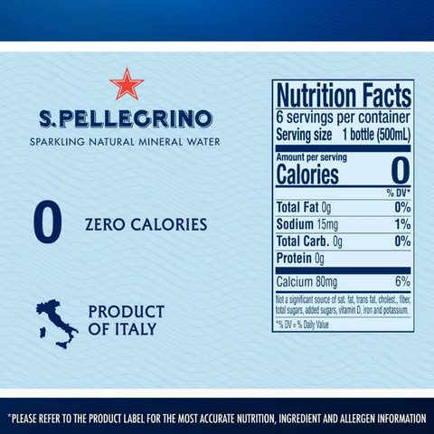 SanPellegrino Mineral Sparkling Water Bottles, 16.9 fl oz, 6 Count