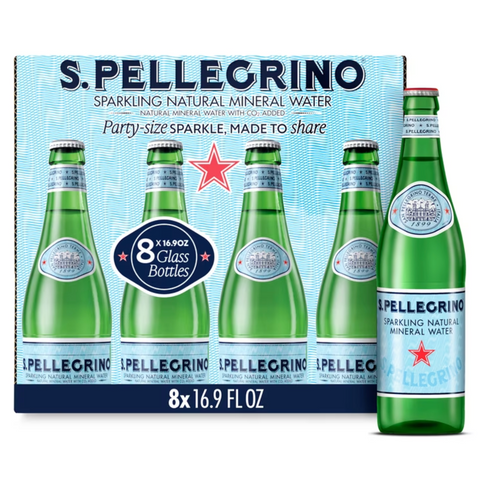 SanPellegrino Sparkling Natural Mineral Water, Glass Bottles, 16.9 fl oz, 8 Count