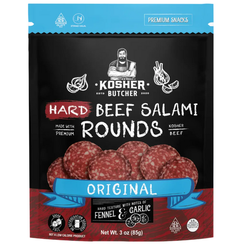 Kosher Butcher Original Hard Beef Salami Rounds, 3 Oz