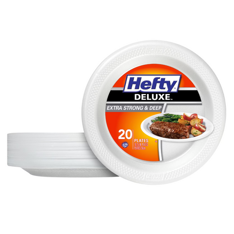 Hefty Deluxe Extra Strong and Deep Disposable Foam Plates, 10.25", 20 Count