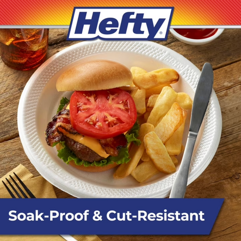 Hefty Deluxe Extra Strong and Deep Disposable Foam Plates, 10.25", 20 Count