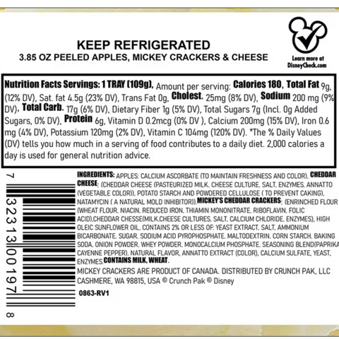 Crunch Pak Foodles Snack Pack with Peeled Apples, Crackers & Cheese, 3.85 oz