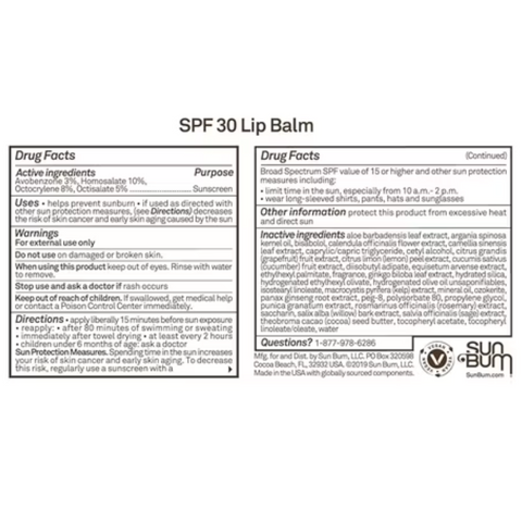 Sun Bum Sunscreen Lip Balm, Coconut, SPF 30, 0.15 oz