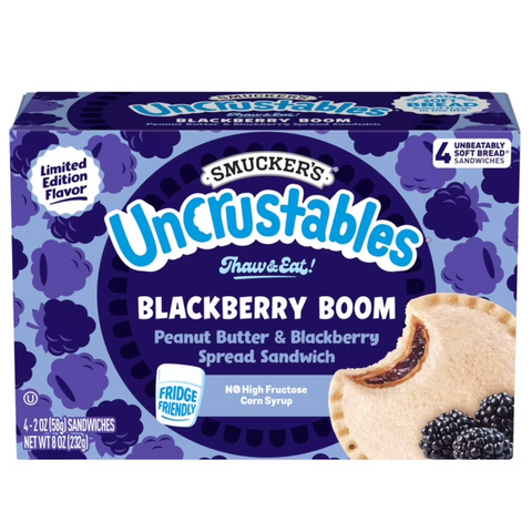 Smucker’s Uncrustables Peanut Butter & Blackberry Spread Sandwiches, 4 Count