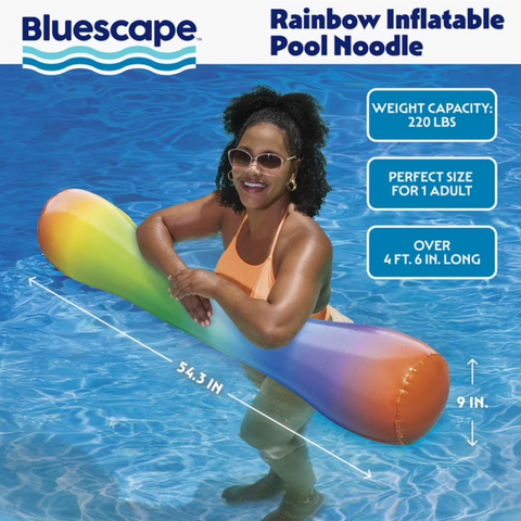 Bluescape Inflatable Pool Noodle, Rainbow