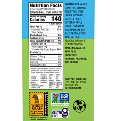 Bobo's Oat Bites, Plant Based, Apple Pie Stuff'd, 6 Count