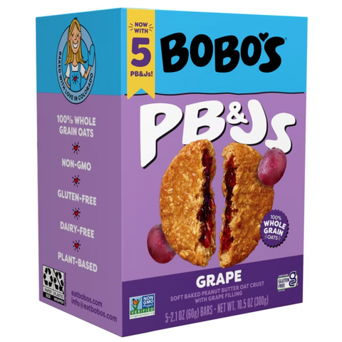 Bobo's PB&Js, Peanut Butter Oat Crust With Grape Filling, 5 Count