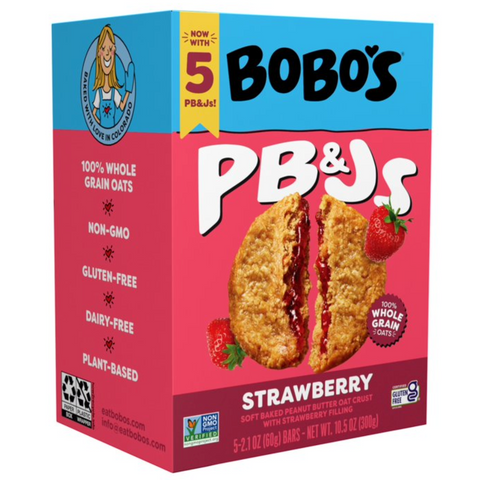 Bobo's PB&Js, Peanut Butter Oat Crust With Strawberry Filling, 5 Count