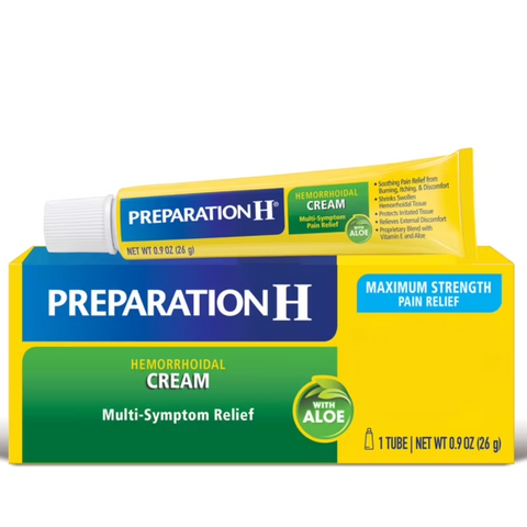Preparation H Maximum Strength Hemorrhoid Cream With Aloe for Soothing Relief, 0.9 Oz
