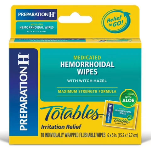 Preparation H Totables Hemorrhoid Wipes With Witch Hazel, 10 Count