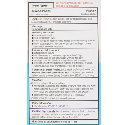 Equate Hemorrhoid Relief Cream with 5% Lidocaine Topical Ointment