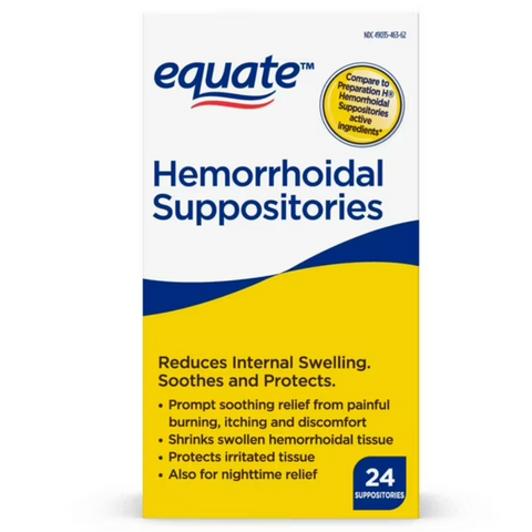 Equate Cocoa Butter Phenylephrine HCl Hemorrhoid Relief Suppository for Hemorrhoids, 24 Count