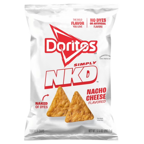 Doritos Simply NKD No Dyes No Artificial Flavors Nacho Cheese Tortilla Chips Bag, 9.25 oz