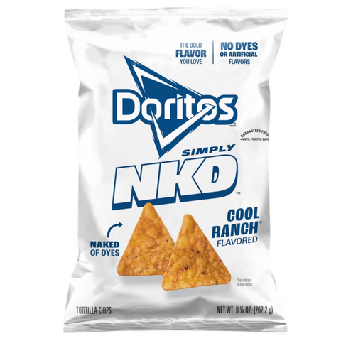 Doritos Simply NKD, No Dyes No Artificial Flavors Cool Ranch Tortilla Chips Bag, 9.25 oz